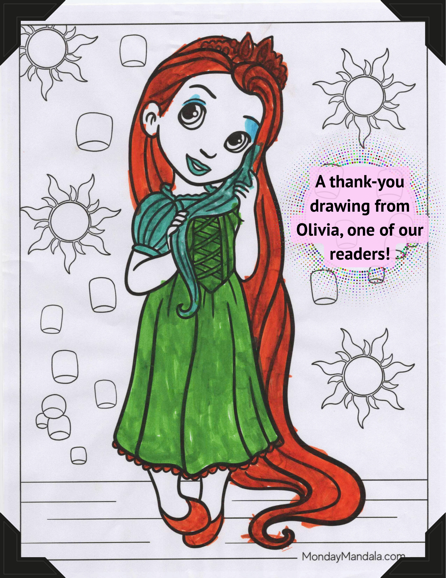 A child's thank-you drawing for the Imagination Library of San Antonio